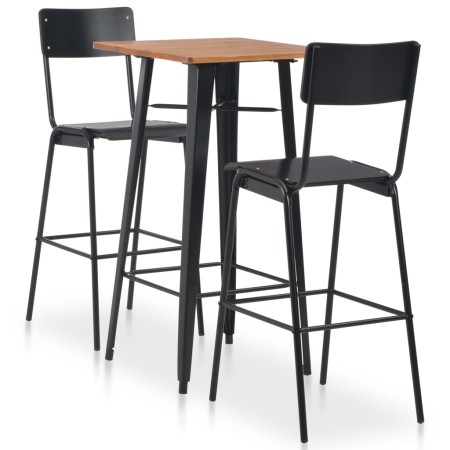 Conjunto de mesa alta y taburetes 3 piezas acero negro by , Furniture sets for kitchens and dining rooms - Ref: Foro24-276849...