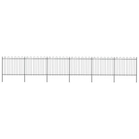 Valla de jardín con puntas de aro acero negro 10,2x1,5 m by , fence panels - Ref: Foro24-277679, Price: 376,85 €, Discount: %