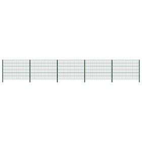 Panel de valla con postes de hierro verde 8,5x1,2