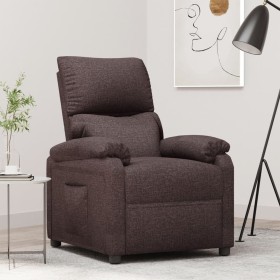 Sillón reclinable de tela marrón oscuro