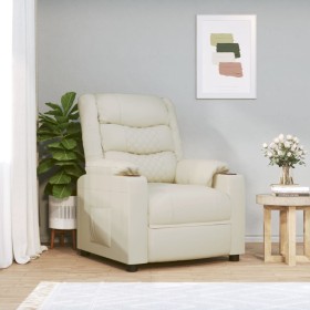 Sillón reclinable de cuero sintético crema