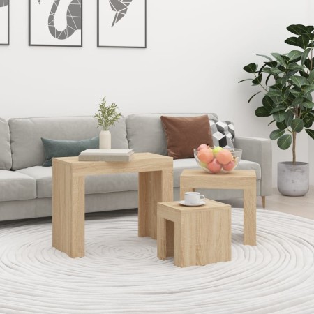 Mesas de centro apilables 3 piezas contrachapada roble Sonoma von , Couchtisch - Ref: Foro24-808543, Preis: 55,43 €, Rabatt: %