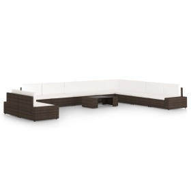 Set muebles de jardín 11 pzas y cojines ratán sintético marrón de , Conjuntos de jardín - Ref: Foro24-3067164, Precio: 1,00 €