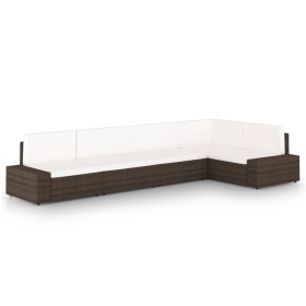 Juego muebles de jardín 5 pzas y cojines ratán sintético marrón de , Conjuntos de jardín - Ref: Foro24-3067153, Precio: 589,03 €