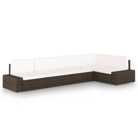 Juego muebles de jardín 5 pzas y cojines ratán sintético marrón de , Conjuntos de jardín - Ref: Foro24-3067153, Precio: 589,03 €