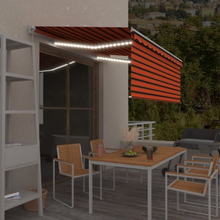 Toldo retráctil manual con persiana y LED naranja/marrón 3x2,5m by , Awnings - Ref: Foro24-3069265, Price: 294,62 €, Discount: %