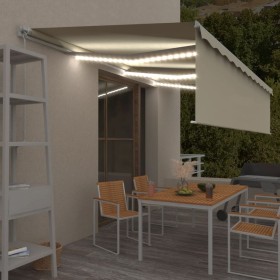 Toldo retráctil manual con persiana y luz LED crema 6x3 m by , Awnings - Ref: Foro24-3069362, Price: 552,37 €, Discount: %