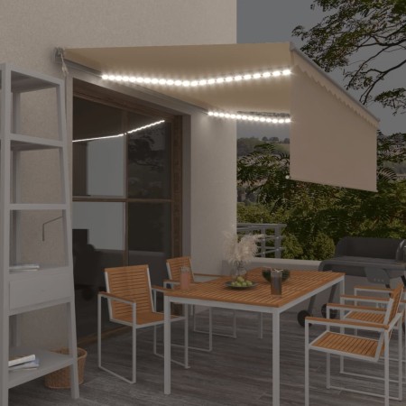 Toldo automático con persiana LED sensor de viento crema 4x3m de , Toldos - Ref: Foro24-3069432, Precio: 559,66 €, Descuento: %