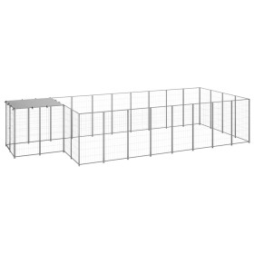 Perrera plateada 10,89 m² acero by , Dog kennels and fences - Ref: Foro24-3082210, Price: 400,03 €, Discount: %