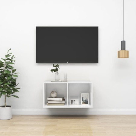 Mueble TV pared madera contrachapada blanco brillo 37x37x72 cm by , TV Furniture - Ref: Foro24-805477, Price: 42,42 €, Discou...