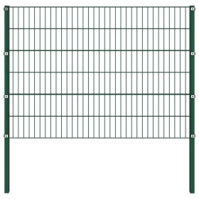 Panel de valla con postes hierro verde 1,7x1,2 m