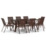 Juego de comedor para jardín 9 piezas marrón y negro