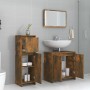 Set de muebles baño 3 pzas madera contrachapada roble ahumado | Foro24.es | Tu tienda online para hogar, jardín y más Foro24.es