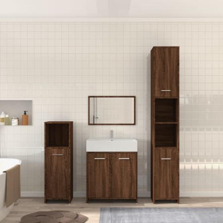 Set de muebles baño 4 pzas madera contrachapada roble marrón by , Bathroom furniture - Ref: Foro24-3154405, Price: 172,84 €, ...