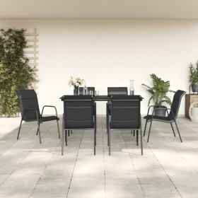 Juego de comedor para jardín 7 piezas acero y textilene negro de , Conjuntos de jardín - Ref: Foro24-3200705, Precio: 281,89 ...