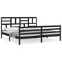 Bed frame with black solid wood headboard 200x200 cm by vidaXL, Beds and slatted bases - Ref: Foro24-3194920, Price: 170,50 €...