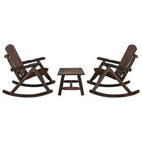 Juego de muebles de jardín 3 piezas madera maciza de abeto
