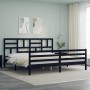 Bed frame with black solid wood headboard 200x200 cm by vidaXL, Beds and slatted bases - Ref: Foro24-3194920, Price: 170,50 €...