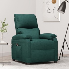 Sillón reclinable eléctrico tela verde oscuro