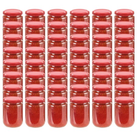 Tarros de mermelada de vidrio con tapa roja 48 unidades 230 ml | Foro24.es | Tu tienda online para hogar, jardín y más Foro24.es
