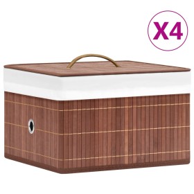 Cajas de almacenamiento de bambú 4 unidades marrón de , Cestas para almacenaje - Ref: Foro24-320768, Precio: 46,67 €, Descuen...