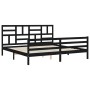 Bed frame with black solid wood headboard 200x200 cm by vidaXL, Beds and slatted bases - Ref: Foro24-3194920, Price: 170,50 €...