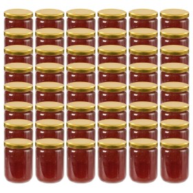 Tarros de mermelada de vidrio con tapa dorada 48