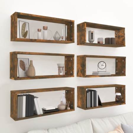 Estantes cúbicos de pared 6 uds madera roble ahumado 60x15x23cm | Foro24.es | Tu tienda online para hogar, jardín y más Foro24.es