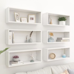 Estantes cubo de pared 6 uds contrachapada blanco 60x15x23 cm von , Regale und Regale - Ref: Foro24-807135, Preis: 64,67 €, R...