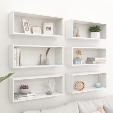 Estantes cubo de pared 6 uds contrachapada blanco 60x15x23 cm by , Shelves and shelves - Ref: Foro24-807135, Price: 64,67 €, ...