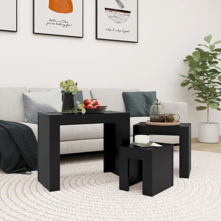 Mesas de centro apilables 3 piezas madera contrachapada negro von , Couchtisch - Ref: Foro24-808541, Preis: 54,35 €, Rabatt: %