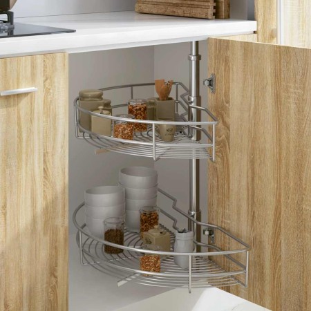 Bandeja cocina alambre 2 niveles plata 180 grados 75x38x80 cm by , Kitchen utensil containers - Ref: Foro24-50972, Price: 102...