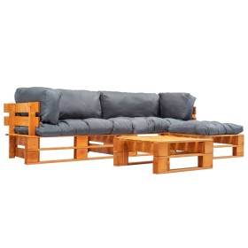 Muebles de palets de jardín con cojines grises 4 piezas madera by , Garden sets - Ref: Foro24-277459, Price: 403,57 €, Discou...