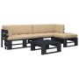 Muebles de palets 4 pzas y cojines madera pino impregnada negro by , Garden sets - Ref: Foro24-3066796, Price: 389,55 €, Disc...