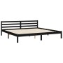 Bed frame with black solid wood headboard 200x200 cm by vidaXL, Beds and slatted bases - Ref: Foro24-3194920, Price: 170,50 €...