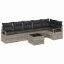 Conjunto de sofá de jardín 7 pcs Gris claro Poliratán