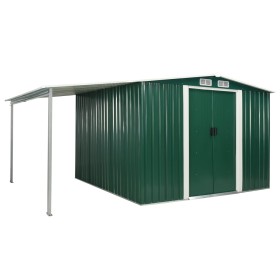 Cobertizo jardín puertas correderas acero verde 386x259x178 cm de , Cobertizos - Ref: Foro24-144031, Precio: 915,90 €, Descue...