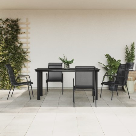 Juego de comedor para jardín 5 piezas acero y textilene negro de , Conjuntos de jardín - Ref: Foro24-3200694, Precio: 221,16 ...