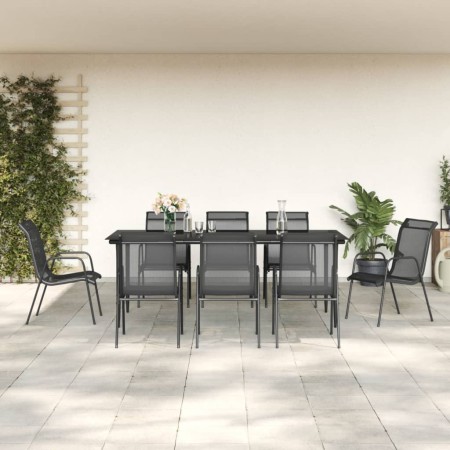 Juego de comedor para jardín 9 piezas acero y textilene negro von , Gartensets - Ref: Foro24-3200689, Preis: 389,03 €, Rabatt: %