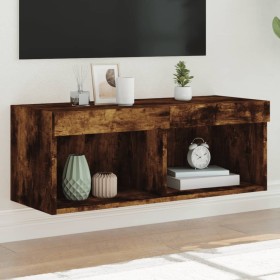 Mueble para TV con luces LED roble ahumado