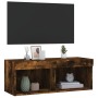 Mueble para TV con luces LED roble ahumado 80x30x30 cm | Foro24.es | Tu tienda online para hogar, jardín y más Foro24.es