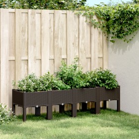 Jardinera con patas PP marrón 160x40x42 cm