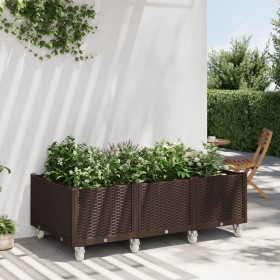 Jardinera con ruedas PP marrón 150x80x54 cm