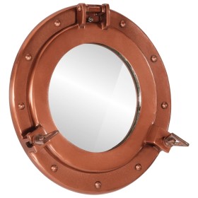 Espejo de ojo de buey de pared aluminio y vidrio