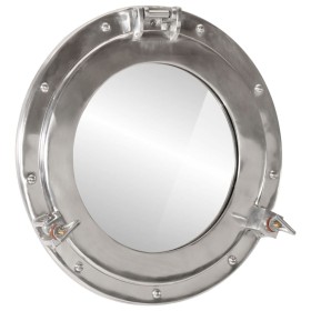 Espejo de ojo de buey de pared aluminio y vidrio