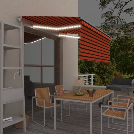 Toldo retráctil manual persiana y LED naranja/marrón 3,5x2,5 m de , Toldos - Ref: Foro24-3069405, Precio: 403,98 €, Descuento: %