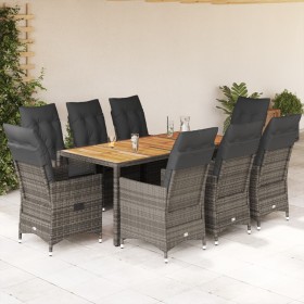 Set comedor jardín 9 pzas y cojines ratán sintético gris von , Gartensets - Ref: Foro24-3276730, Preis: 1,00 €, Rabatt: %