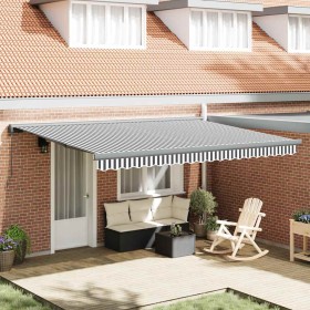 Toldo retráctil aluminio y tela gris antracita y blanco 4,5x3 m