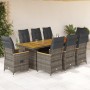 Mesita y sillas jardín 9 piezas y cojines ratán sintético gris by , Garden sets - Ref: Foro24-3277252, Price: 1,00 €, Discoun...