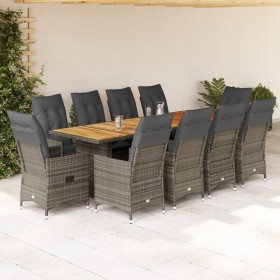 Set de mesa y sillas de jardín 11 pzas y cojines ratán PE gris by , Garden sets - Ref: Foro24-3277238, Price: 1,00 €, Discoun...